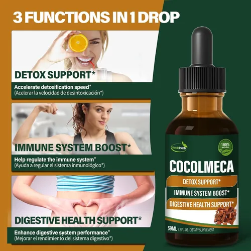 Vista 2 de Gotas líquidas de corteza de Cocolmeca, suplemento de extracto de hierbas naturales para desintoxicación corporal, apoyo de limpieza corporal