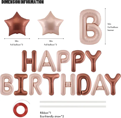Vista 2 de CANREVEL Cartel de feliz cumpleaños, 13 letras de papel de aluminio de Mylar de 16 pulgadas con 6 globos de estrella, decoraciones de fiesta