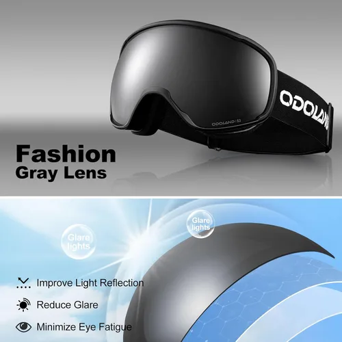 Vista 6 de Odoland Gafas de esquí de nieve S2 de doble lente antivaho OTG a prueba de viento UV400 para hombres, mujeres y jóvenes, esquí, snowboard Lente