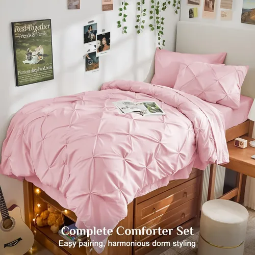 Vista 6 de JOLLYVOGUE Juego de edredón tamaño individual de 5 piezas – Juego de ropa de cama tamaño individual en una bolsa para todas las estaciones