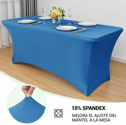 Vista 2 de Obstal Paquete de 6 Fundas de Mesa Elásticas de Spandex para Mesas de 6 Pies - Mantel Rectangular Universal Ajustado de 6 Pies Protector para Bodas