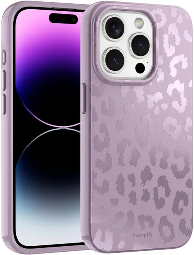 Vista 46 de SCORPIFY Funda para iPhone 15 Pro Max [Compatible con MagSafe] con Diseño de Estampado de Leopardo Guepardo Negro Mate, Linda Funda Magnética
