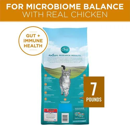 Vista 6 de Purina ONE Alimento seco natural para gatos, mezcla con pollo real, bolsa de 7 libras