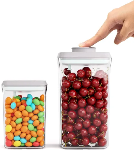 Vista 12 de Grandes contenedores de almacenamiento de alimentos herméticos con taza medidora, 4L con tapa emergente hermética para arroz, 6.06 lbs (2.75 kg)