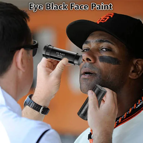 Vista 2 de Go Ho Palo negro para deportes, pintura facial negra fácil de colorear, fútbol negro ojo/béisbol/sóftbol/lacrosse, hipoalergénico, antirreflejos