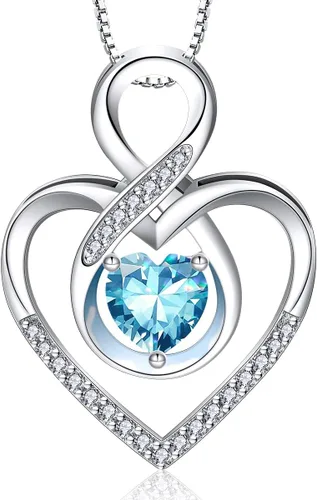 Vista 12 de RIVIKO Collar con símbolo de corazón infinito para mujer, plata de ley 925, dije de corazón de amor, día de la madre, aniversario, cumpleaños