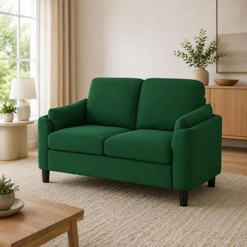 Vista 7 de 57" Small Loveseat Sofa, Mid Century Modern Love Seat Couch with Back Cushions and Plastic Legs, 2 Seater Couches for Living Room, Bedroom, Small