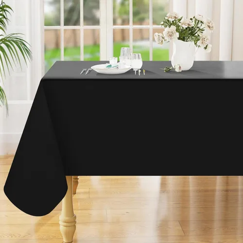 Vista 6 de Smiry Mantel cuadrado de vinilo impermeable de 54x54 pulgadas, protector de manteles de vinilo lavables, funda de mesa resistente a derrames de Beige