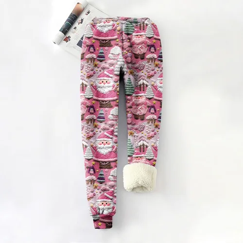 Vista 4 de YAFINMO Pantalones deportivos cálidos de invierno para mujer, holgados, gruesos, cálidos, con forro de sherpa, talla grande, pantalones térmicos