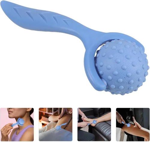 Vista 8 de Masajeador de rodillo de mano con estimulación de punto de acupuntura para relajación muscular de cuerpo completo, barra de masaje portátil de yoga