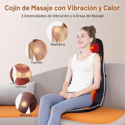 Vista 8 de SLOTHMORE Masajeador de espalda para silla con calor, vibración y soporte lumbar