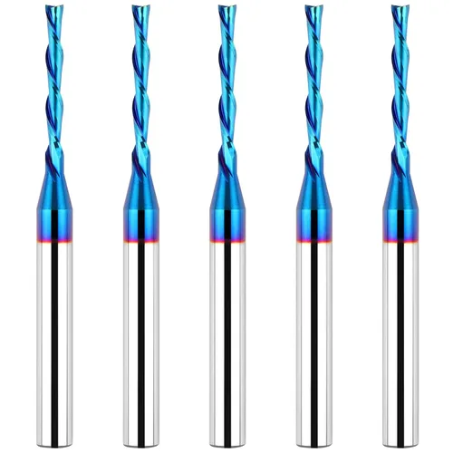 Vista 35 de EANOSIC Brocas de fresadora en espiral de compresión ascendente y descendente de 1/2 pulgada de diámetro de corte con revestimiento nano azul