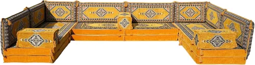 Vista 31 de arabicsofa Cojines de piso árabe en forma de U – Sofá tradicional Majlis con sofá otomano