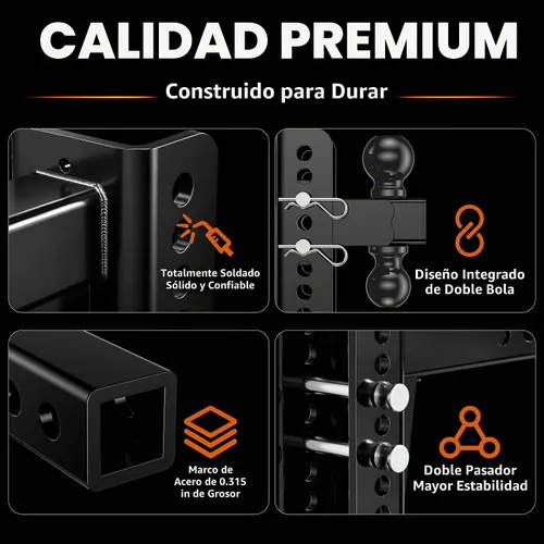 Vista 5 de Enganche de remolque ajustable, apto para receptor de 2 pulgadas