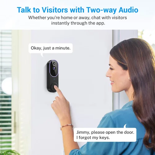 Vista 4 de Cámara de timbre de video inalámbrica de 1080p, detección inteligente de humanos con IA, alimentada por baterías, conversación de dos vías, vista