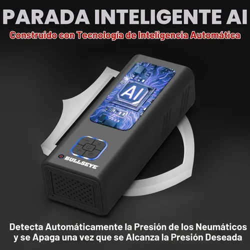 Vista 3 de BULLSEYE - Compresor de aire portátil para neumáticos, bolas, bicicleta con válvula Persta, apagado automático, se infla en 2 minutos, recargable