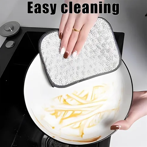 Vista 3 de Generic Trapos multiusos de alambre para lavar platos, 5 piezas, plata, paños de cocina casuales de 2 x 4 pulgadas
