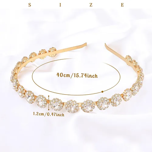 Vista 3 de Diadema de boda con cristal y accesorios para el cabello (dorado, 5.5 pulgadas)