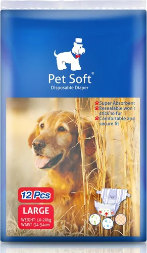 Vista 15 de Pet Soft, pañales desechables para mascotas, perros, cachorros, 12 unidades, 72 pañales, XXS- XL