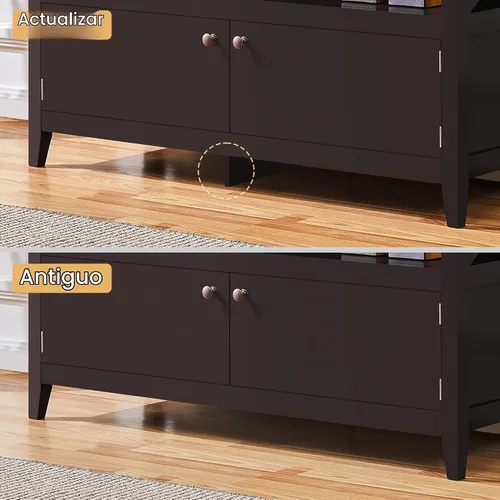 Vista 9 de Yaheetech - Soporte pequeño para TV de 42 pulgadas con almacenamiento, gabinete multimedia con marco en X