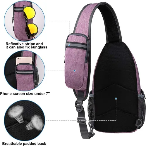 Vista 162 de Waterfly - Mochila cruzada tipo bandolera para viajes y caminatas, bolsa de pecho, Gris, talla única