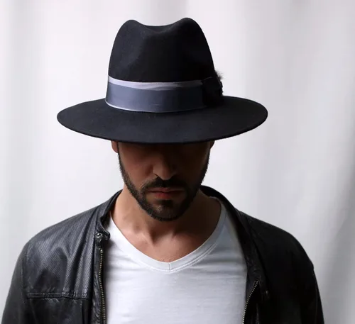 Vista 2 de B Couture Lior Wool Felt Fedora Hat Wide Brim