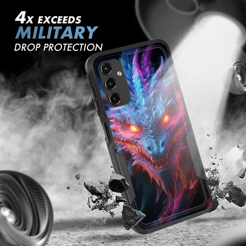 Vista 5 de Funda para Galaxy A14 5G, resistente de doble capa híbrida de policarbonato duro, goma suave, a prueba de golpes, funda protectora resistente