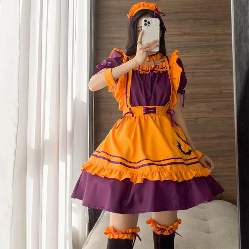 Vista 7 de Conjunto de calcetines de peluche para mujer, disfraz de sirvienta francesa, disfraz de sirvienta