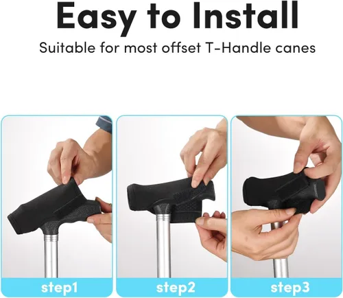 Vista 6 de Walking Cane Handle Cover - Cane Handle Cushion for Seniors - Soft Cane Handle Grip Replacement & Cane Accessories with Non-Slip Cushion
