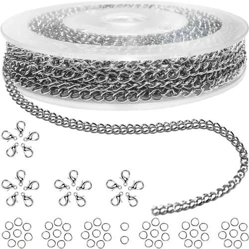 Vista 17 de Jishi Cadena de serpiente de oro de 33 pies de 0.047 in, cadenas para hacer joyas, collares, pulseras, suministros de joyería, hallazgos – Rollo