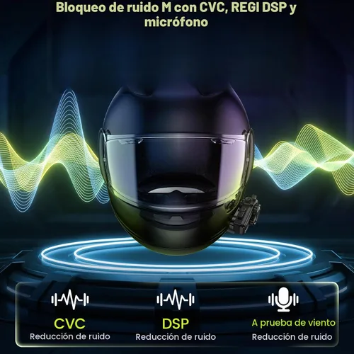 Vista 5 de Auriculares Bluetooth para casco de motocicleta, altavoces para casco de grupo de 10 jinetes