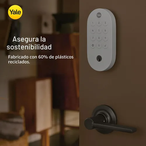 Vista 5 de Cerradura inteligente Yale con llave con Google Matter, color ceniza Keypad + app + key entry, Google Home app control, ANSI/BHMA Grade 2, Fits