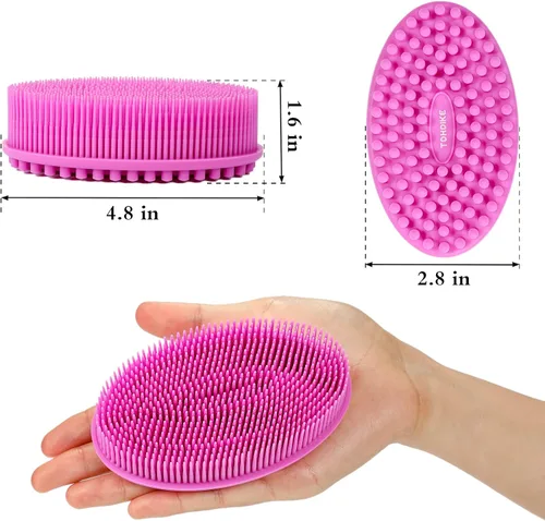 Vista 2 de TDHDIKE Esponja de silicona para el cuerpo, juego de 3 esponjas suaves exfoliantes para baño y ducha, cepillo para niños sensibles, mujeres