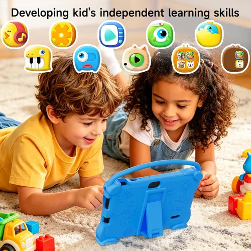 Vista 6 de YQSAVIOR Tabletas para niños, Tablet Android 12 para niños, 4 GB RAM 32 GB ROM, Tablet para niños pequeños de 7 pulgadas con pantalla IPS, control