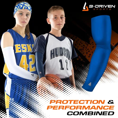 Vista 7 de B-Driven Sports Manga de Compresión Pro-Fit para Brazo - Deportes Atléticos Baloncesto, Fútbol, Sóftbol, Carrera, Juegos, - nan (1 unidad)