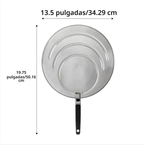 Vista 2 de OXO Good Grips Parrilla de acero inoxidable con pantalla antisalpicaduras y asa plegable Acero inoxidable perforado, protege contra salpicaduras