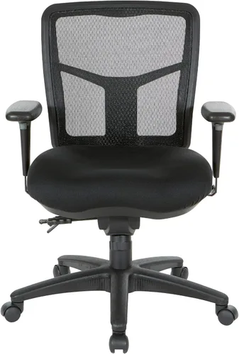 Vista 8 de Asiento de respaldo alto Office Star ProGrid con brazos ajustables y deslizador de asiento multifunción, Metal, Negro