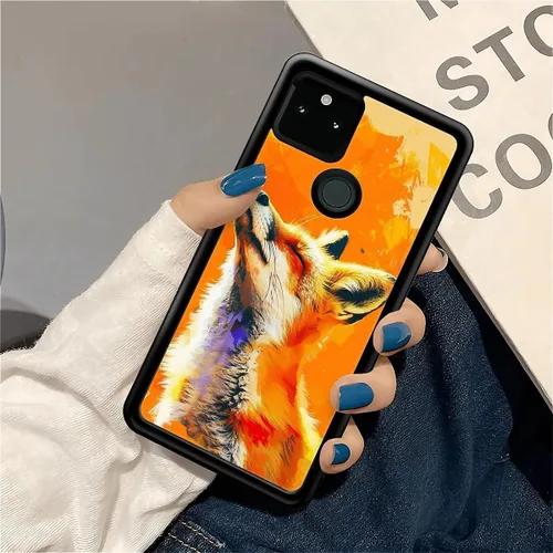 Vista 1245 de Compatible con Google Pixel 4A 5G Mobile Case Creative Acrylic Panel trasero Silicona Protección Grip especialmente diseñado para Google Pixel 4A 5G