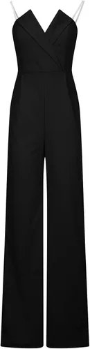 Vista 5 de ZSDVBZS Overol sexy para mujer, con hombros descubiertos, casual, sin tirantes, pantalones de pierna ancha, elegante, cuello en V, trajes de una