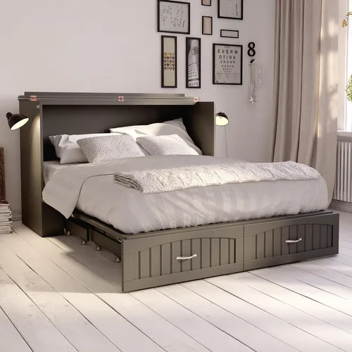 Vista 2 de AFI, Southampton Murphy - Baúl de cama Queen con colchón y cajón de 6 pulgadas, color gris