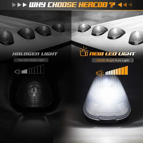 Vista 2 de HERCOO Luces LED para techo ahumado en blanco, compatibles con luces de señalización de cabina y despeje en vehículos Ford F250 F350 F450 F550 Super
