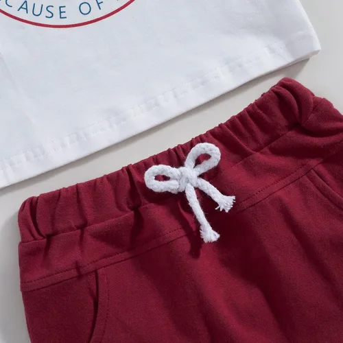 Vista 5 de Ayalinggo Conjunto de pantalones cortos casuales de verano para bebé niño, camiseta con bolsillo a rayas y cintura elástica, pantalones cortos