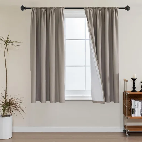 Vista 32 de H.VERSAILTEX Cortinas 100% de opacidad para cocina, con aislamiento térmico, cortinas opacas completas con forro blanco, cortinas de eficiencia