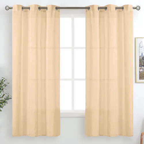 Vista 42 de BGment Cortinas cortas de lino transparente de 40 pulgadas para cafetería, con ojales, filtrado de luz, semitransparentes para ventanas pequeñas