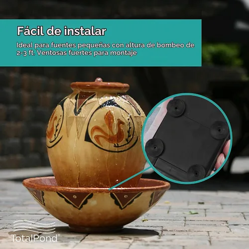 Vista 4 de TotalPond - Bomba de fuente de 160 GPH con función de apagado de agua baja, apagado automático para evitar el desgaste de la bomba, altura de bombeo