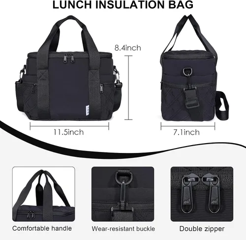 Vista 2 de NOL Natural Organic Lifestyle Bolsa Térmica de Almuerzo de Nylon para Mujeres Bonita Bolsa de Almuerzo Acolchada Grande A Prueba de Fugas Aislada