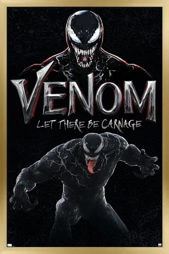 Vista 18 de Trends International Marvel Venom: Let There be Carnage - Póster de pared de ataque, 22.4 pulgadas de largo x 14.7 W, versión enmarcada de madera