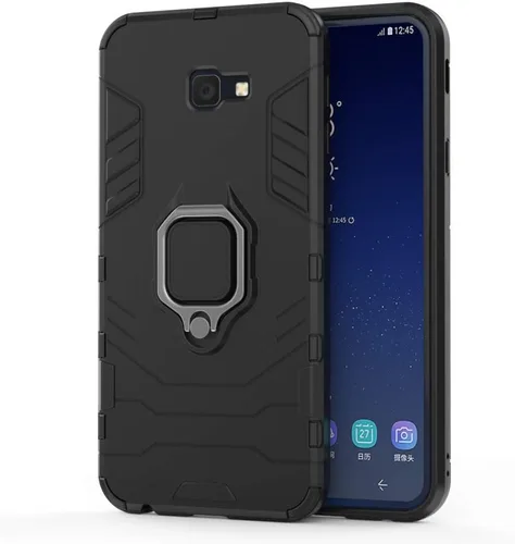 Vista 7 de Compatible con Galaxy J4+ (2018), soporte de anillo de metal, a prueba de golpes, parachoques duro (funciona con soporte magnético para automóvil)