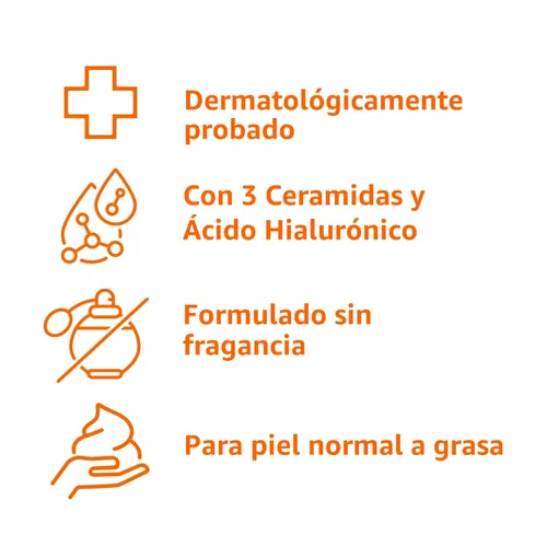 Vista 3 de Amazon Basics Limpiador facial espumoso con ceramidas y ácido hialurónico, suave lavado facial diario, no comedogénico, sin fragancia, 12 onzas