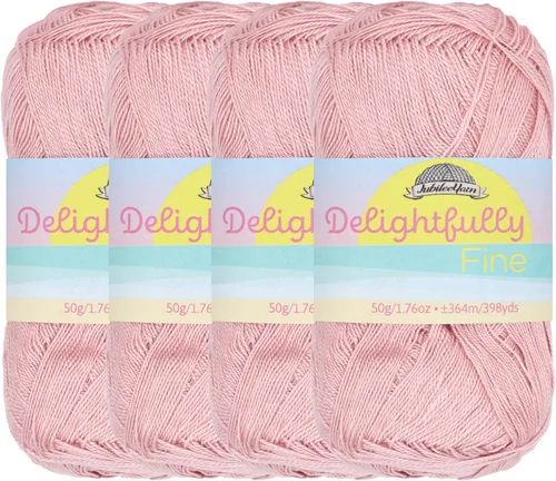 Vista 44 de JubileeYarn - Ovillo de hilo deliciosamente fino, 1.76 oz/madeja de rayón de bambú, color rosa polvo, 4 madejas